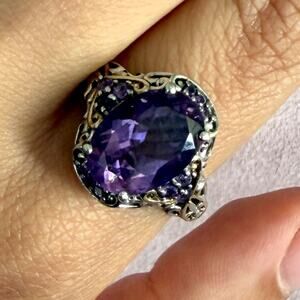 chuck clemency sterling silver oval-cut purple amethyst ring size 10